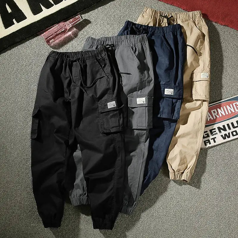 Camouflage Cargo Pants Men Cotton Streetwear Korean Hip Hop Joggers 7XL Loose Fit Casual Trousers Multi-Pockets Elastic Waist