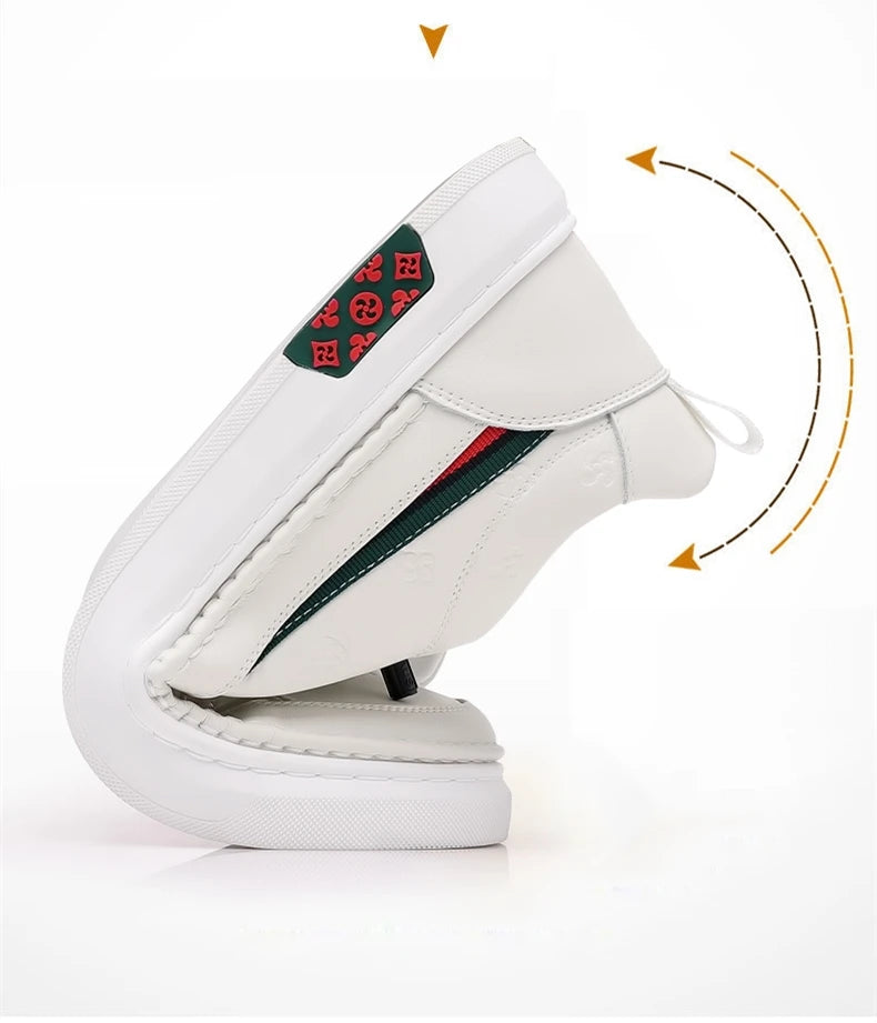 Spring Autumn Flat /5cm Elevator Shoes Men Casual Genuine Leather Sneakers Leisure Height Increase Breathable Men Loafers Trendy