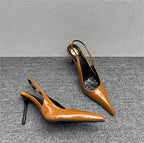 Women's Designer Heels Patent Leather Pointed Toe Sculptural Thin High Heels Sandals Pumps Runway Chic Luxury Party Dress Shoes