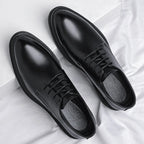 Mens Black Leather Shoes Autumn British Style Formal Business Footwear Low Top Commute Style Dress Shoes For Suits