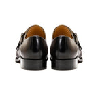 Luxury Genuine Leather Double Buckle Monk Strap Formal Shoes for Men Classic Cap Toe Business Office Wedding Dress Shoes