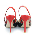 2026 CH Fashion Black Red Contrast Slingback Heels Women Pointed Toe Metal Buckle Stiletto High Heels Elegant Party Wedding