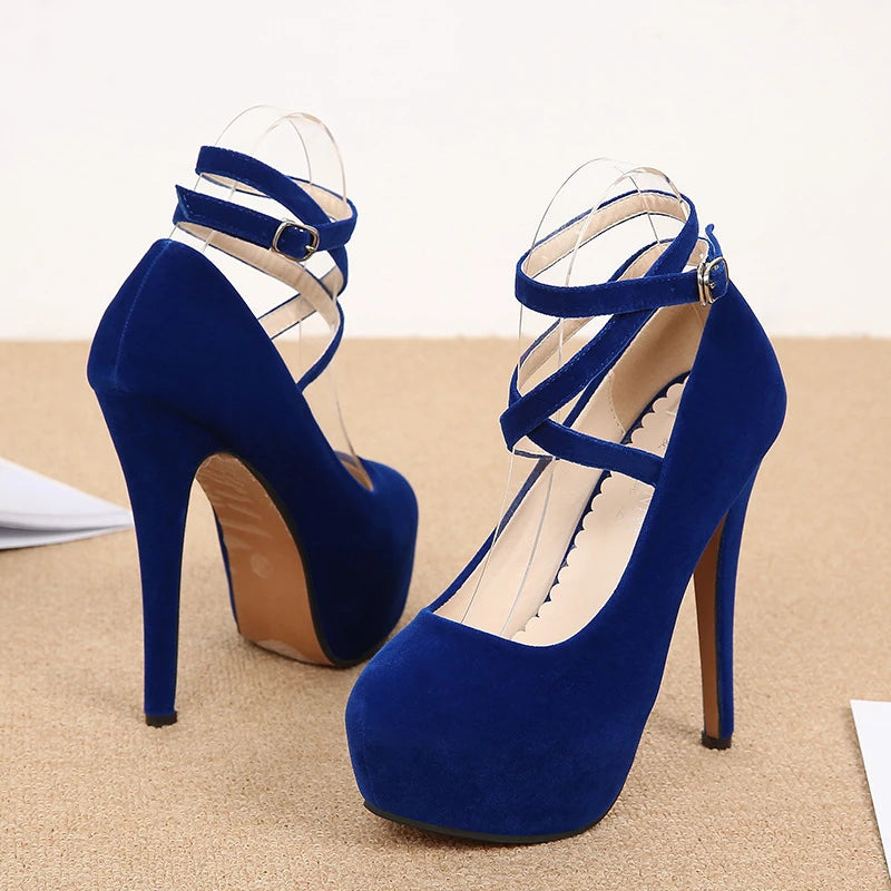 Summer New European American Fashion Cross Ankle Strap High Heels For Women Night Club Party Dress Shoes Comfortable Elegant