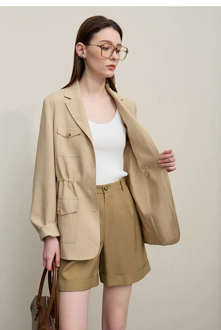 Amii Women's Shorts 2026 Summer New Rolled Casual Cotton Pants Cuffed Hem Solid Color Versatile Basic Woman Clothes 12622140