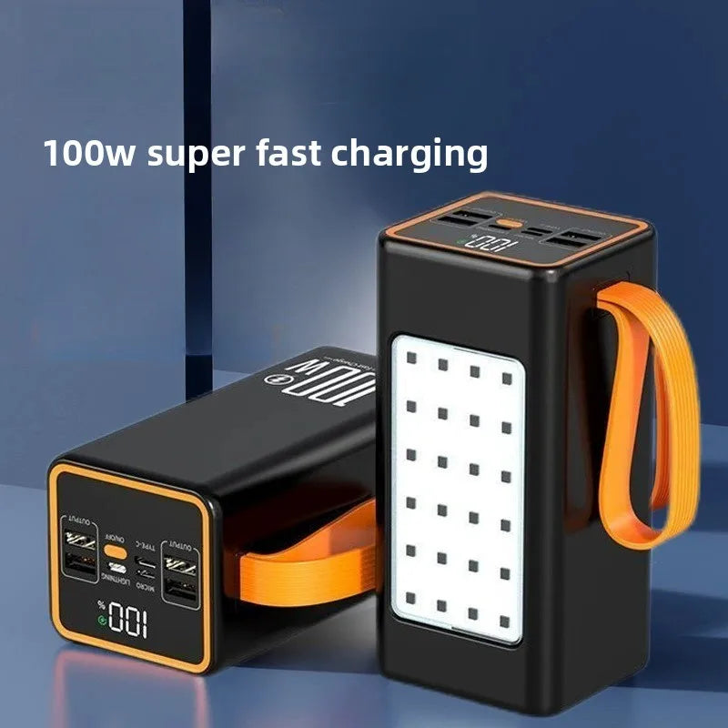 50000mAh Large Capacity Power Bank PortableUSB C 100W Fast Charging External Spare Battery For IPhone Xiaomi Samsung