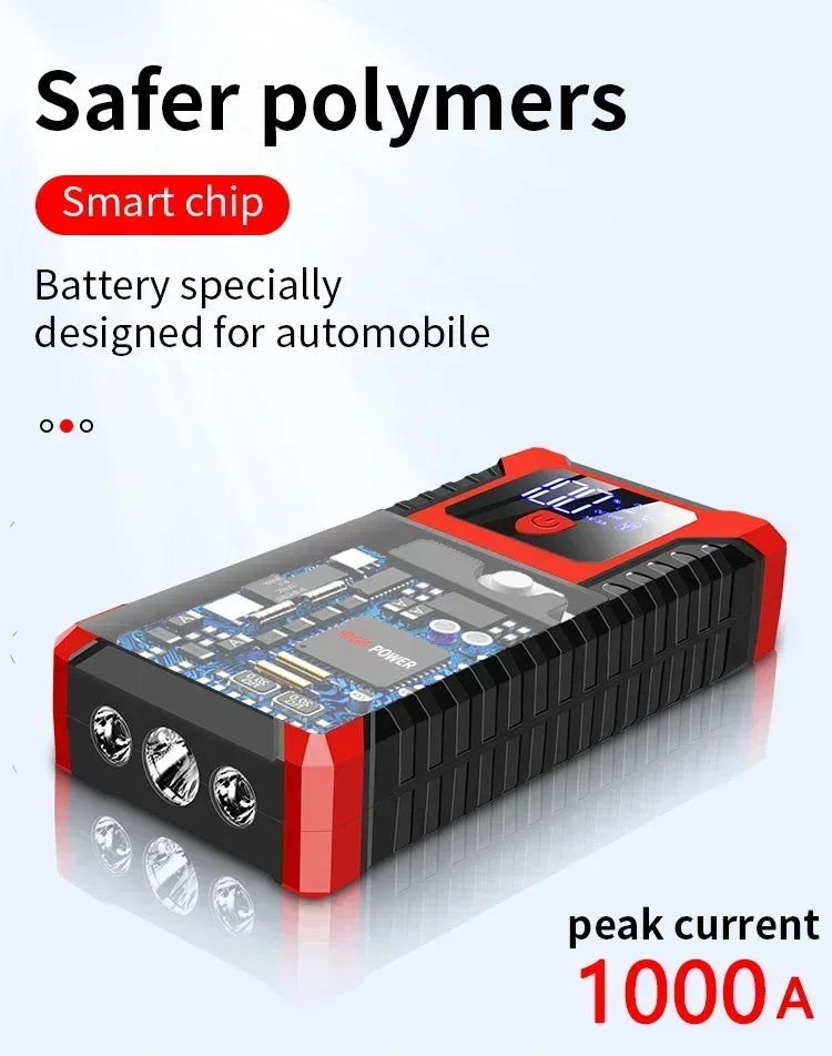 EAFC 12V Portable Car Jump Starter Power Bank with Battery Booster Charger Auto Emergency Start-up Lighting - Vehicle Starting D