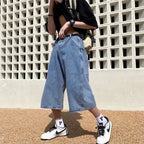 jeans Pants men Summer Short Jeans Big-pockets Breeches Hip Hop Streetwear Baggy Denim Shorts Casual Wide-leg Capris Pants