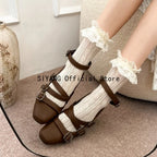 Sweet Lolita Cross Buckle Strap Women Mary Jane Shoes Fashion Multi Metal Buckle Shoes Retro Wedding Party Dress Ladies Pumps