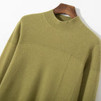 Autumn and winter new 100% pure wool men's semi-turtle neck loose knit solid color Joker casual knit bottoming shirt.