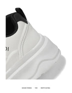 2026 Summer Men's White Platform Sneakers Leather Casual Shoes Thick Sole Streetwear Trendy Footwear