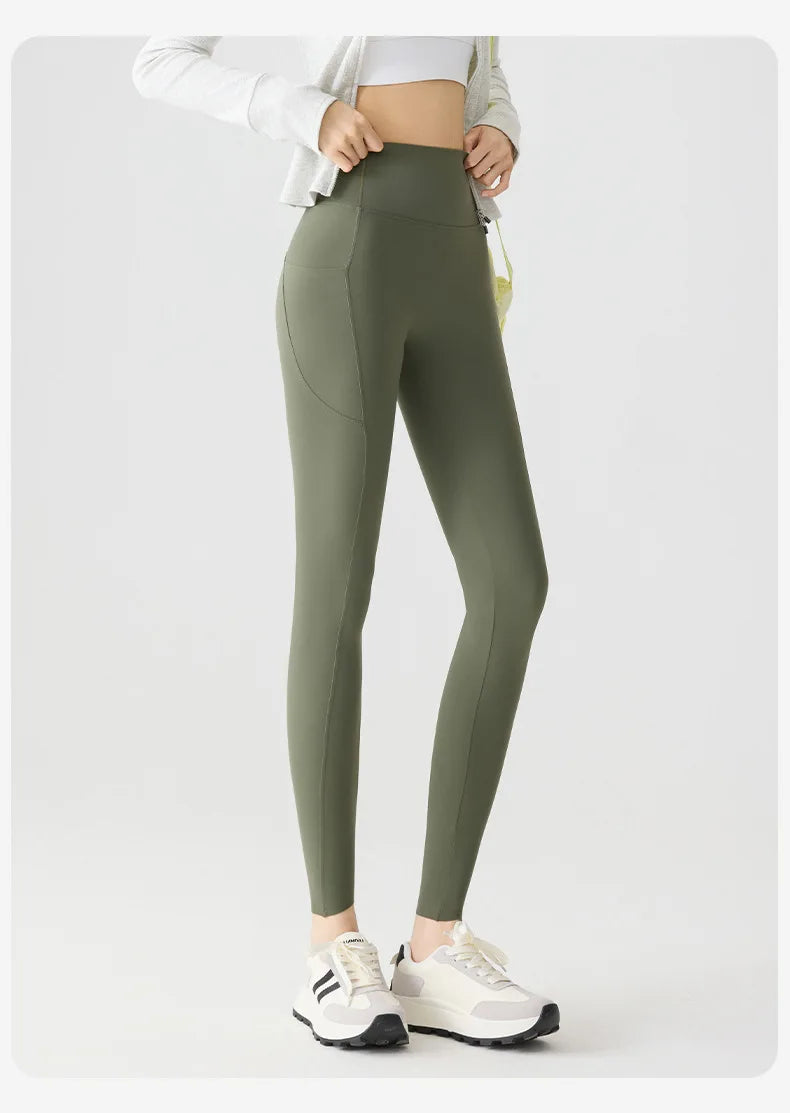 Women's Pockets Yoga Pants Cloud Touch Ice Silk Shark Leggings High Waist Tummy Control Butt Lifting Sports Leggings  Running