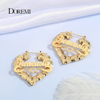 DOREMI 30-90mm Stainless Steel Bamboo Custom Heart Shape Earrings Customize Name Earrings Bamboo Style Custom Hoop Earrings Gift