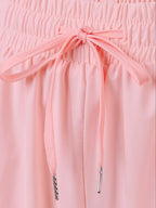 Women's culottes, tennis shorts, nylon spandex, spring/summer sports shorts, anti-exposure strap, drawstring sports shorts