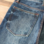22oz Heavyweight 100% Cotton Washed Men's Selvedge Denim Jeans Taiwan Hand-spun Yarn Plant-dyed Standard Straight Fit Pants 5KM