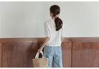 New Summer Fashion 100% Cotton Women Hollow-out Sweater T-shirt Short-sleeve Polo Collar Pullover Tees Korea Casual Knitted Tops
