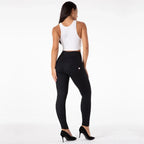 Shascullfites High-Waisted Women's Fitness Pants Korean Style Casual Skinny Stretch Zipper Joggers Black Leggings for Women
