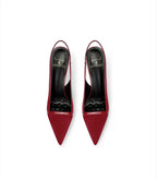 autumn new style wine red suede high-end versatile dress sandals elegant and beautiful pointed toe stiletto heels women's shoes