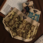 Retro Ethnic Style Men's Boxer Comfortable Briefs Design Vintage Print Elastic Underwear for Man Lingerie Mid Waist Underpants