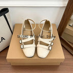 Sweet Lolita Cross Buckle Strap Women Mary Jane Shoes Fashion Multi Metal Buckle Shoes Retro Wedding Party Dress Ladies Pumps