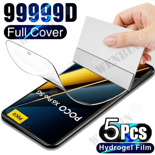 5 Pcs Hydrogel Film For Xiaomi Redmi Note 15 14 13 12 Pro Plus Poco X7 X6 Pro Xiaomi 15T 14T 13T Pro Full Cover Screen Protector