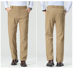 Mens Business Casual Pants Corduroy Suit Pants Autunn Formal Dress Pants Brown Navy Khaki 29-42