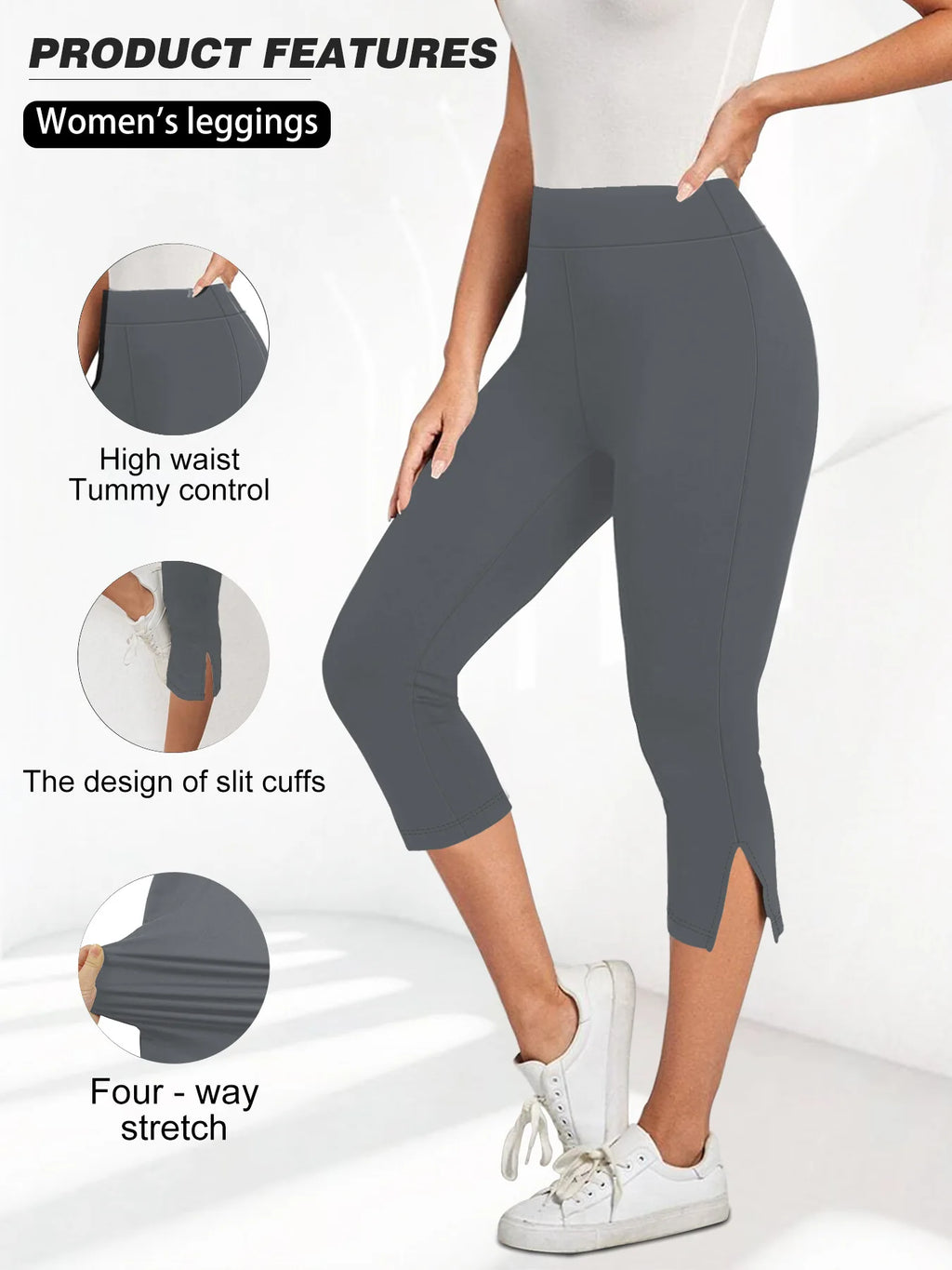 Women's High-Waisted Seven-Point Leggings Summer Thin Stretchy Fitness Sports Yoga Pants Wearable Outdoor