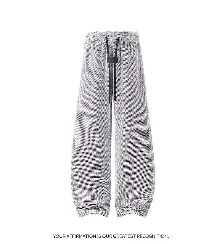 Men's Mesh Jogger Pants Wide Leg Drawstring Elastic Waist Baggy Curved Sweatpants Athletic  Relaxed Fit Casual Lantern Pants