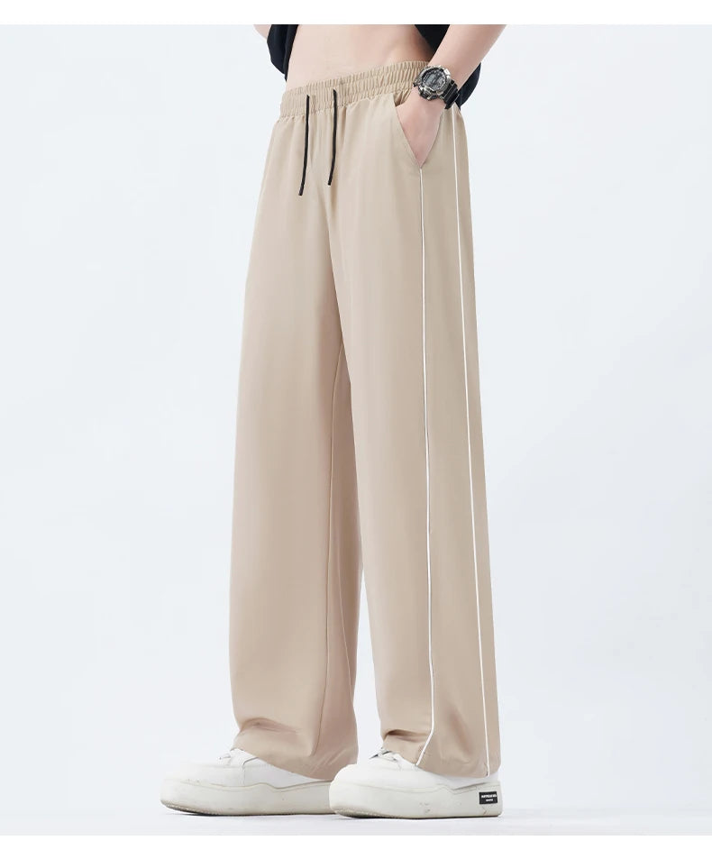 Summer Men Sweatpants Joggers Straight Pants Neutral Breathable Loose Outdoor Quick Drying Fabric Fitness Pants Casual Trouser