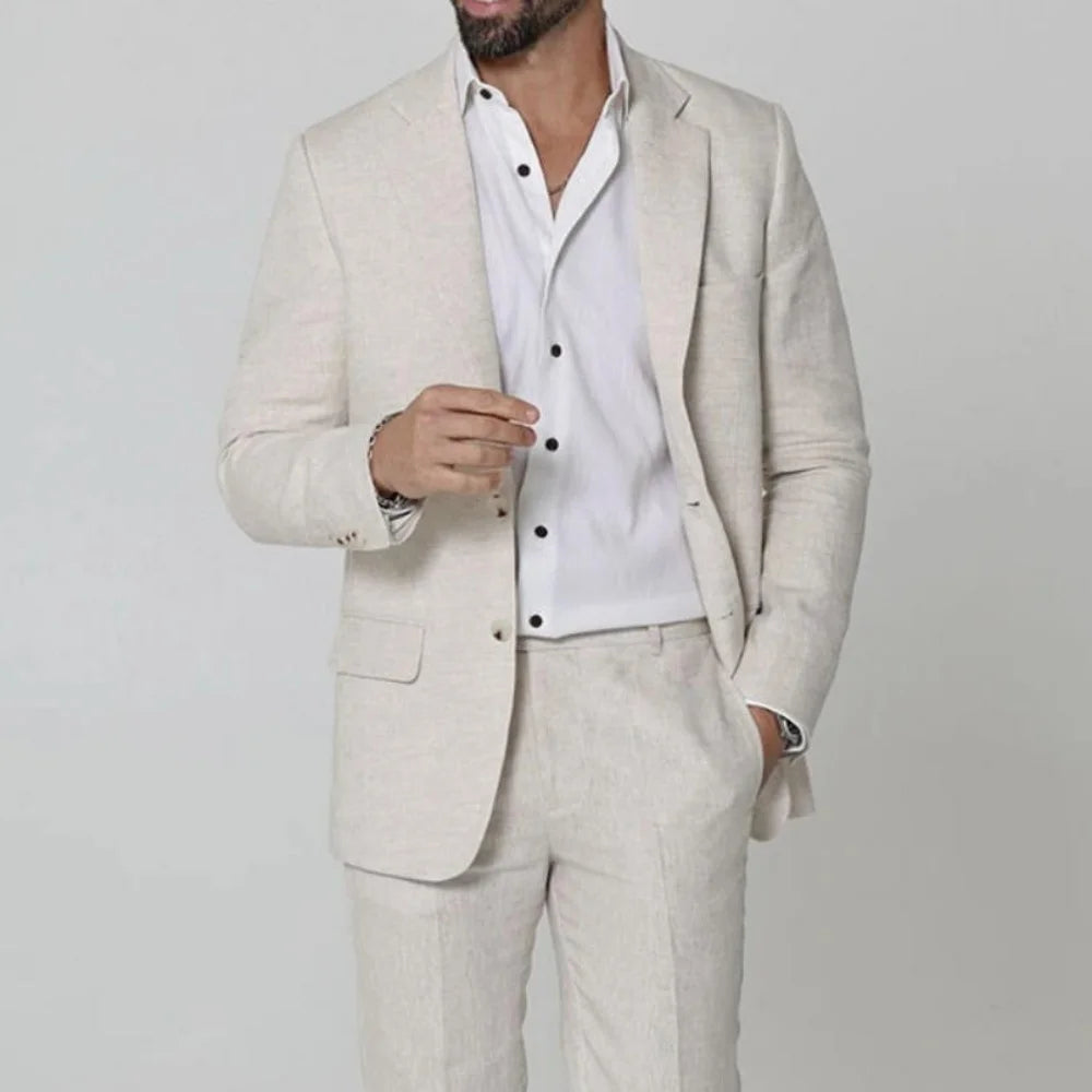 2 Pieces Lightweight Linen Suit Separates Jacket with Pants for Men Summer Wedding Groom Tuxedo Vestidos Madre Del Novio 2026