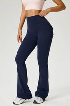 TRY TO BN Yoga Pants Pocket Back Flare Leggings Sports Fitness High Waisted Scrunch Leggings Workout Trousers Gym Woman Clothing