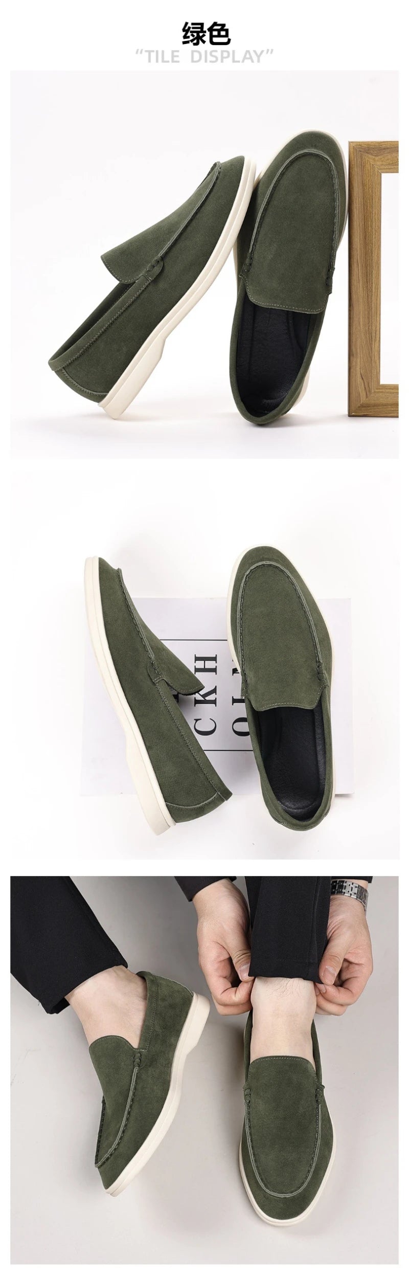 Mens Suede Slip On Loafers Comfortable Lightweight Casual Shoes With White Sole For Daily Wear And Driving Retro Style Simple