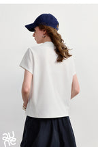 TOYOUTH Women Polo T-Shirt 2026 Summer Joint Name with Gongchangzhang Embroidered V-Neck Age-Reducing Trendy Tops