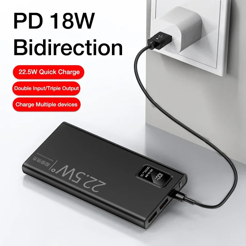 20000mAh Power Bank USB C 22.5W Fast Charging Portable Large Capacity Powerbank For Xiaomi iPhone Samsung External Spare Battery