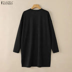 2026 ZANZEA Muslim Hijab Blouse Women Spring Long Tops Turkey Abaya Fashion O Neck Long Sleeve Knitted Shirt IsIamic Clothing