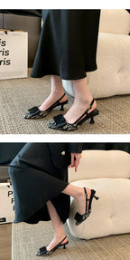 French Style Pointed Toe Backless Heeled Sandals Closed Toe Design Wide Width Plus Size Soft Comfortable High Heel Slip On Shoes