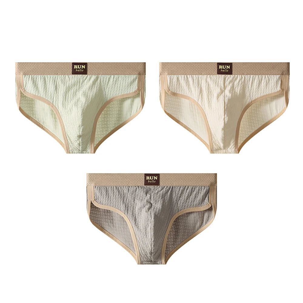 3PCS/Pack 100% Cotton Delicate Jacquard Men's Brief Antibacterial Breathable Crotch Men's Panties Soft Stretch Underwear for Man