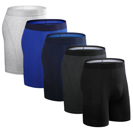Brand 5 pcs Lot Long Boxer Men Underwear Cotton Underware Long Leg Underpants Panties For Men Set Sexy Shorts homme Pack Luxury