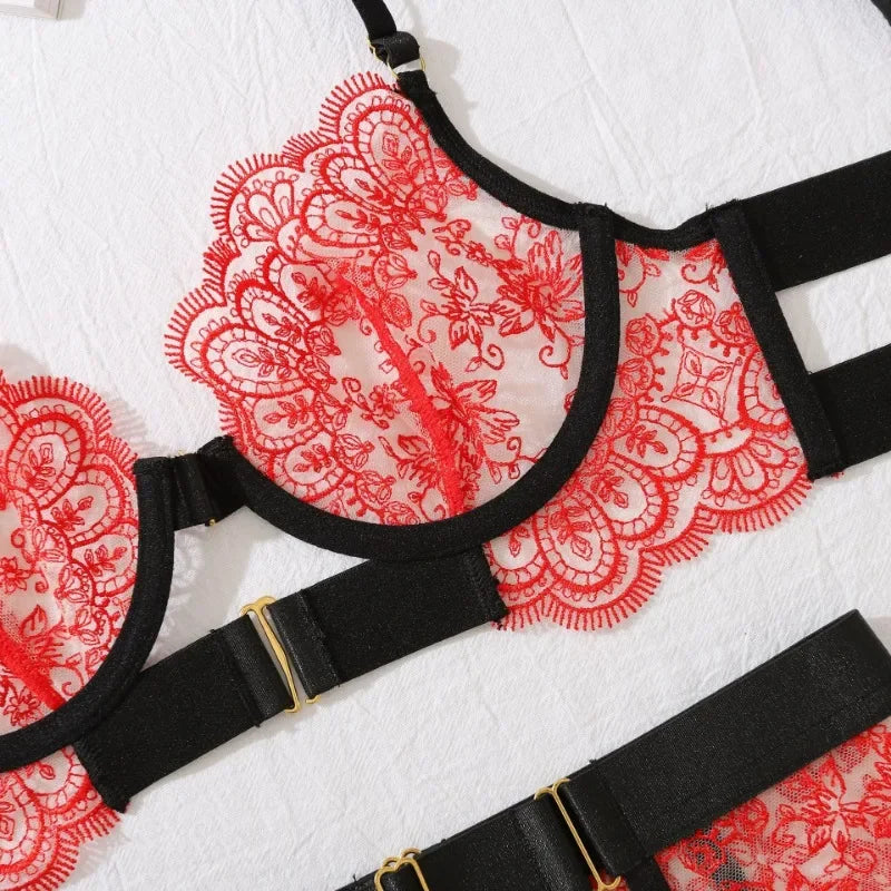 Tornova 2-piece Sexy Lingerie Set G-string Transparent Underwear Lolita Romantic Lingeries Set Sexy Bra Panties Sets Lingerie