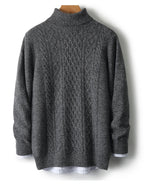 Fall/Winter 100% Wool Men's Turtleneck Thicken Sweater Jacquard Solid Cashmere Knitted Bottom Shirt