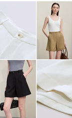 Amii Women's Shorts 2026 Summer New Rolled Casual Cotton Pants Cuffed Hem Solid Color Versatile Basic Woman Clothes 12622140