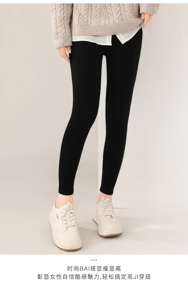 Fall/Winter 100% Pure Wool Knitted Pants Are Slim And Warm Wear Wool Pants Inside And Outside Tight Elastic Leggings