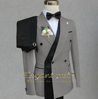 Men's 2 Piece Elegant Suit White & Black Contrast Design Blazer & Pants Refined Formal Dress for Upscale Gatherings
