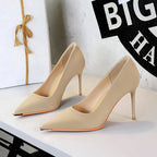 Banquet Fashion Metal Toe High Heels Women's Pointed Toe Shallow Mouth Thin Heels Women's Shoes Temperament Single Shoes
