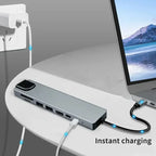 FANGTUOSI Usb 8 In 1 Type C 3 1 To 4k HdTV Hub Adapter With Sd Tf Rj45 Card Reader Pd Fast Charge For Macbook Notebook Computer