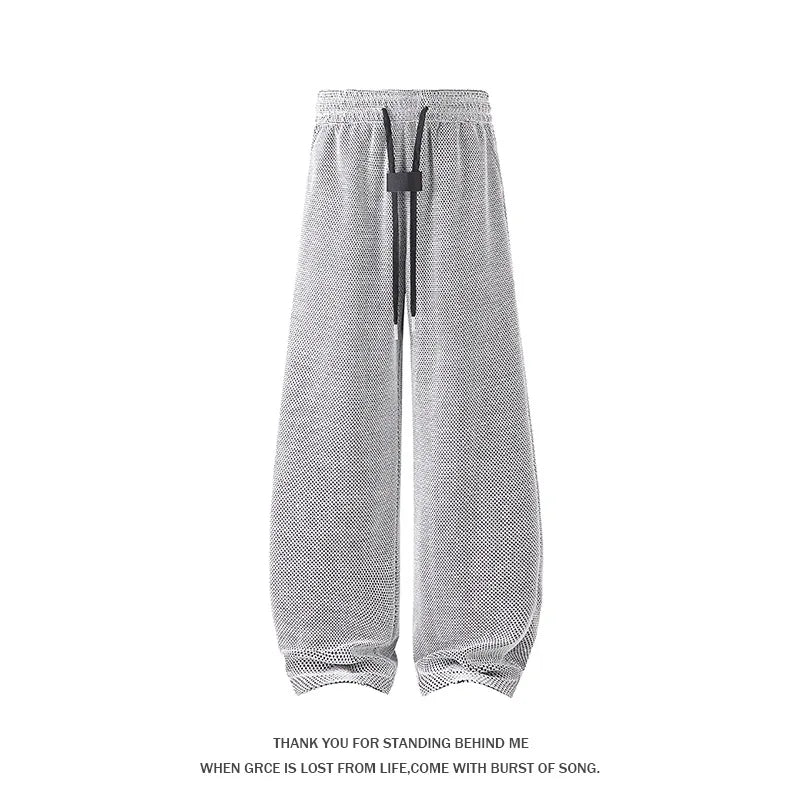 Men's Mesh Jogger Pants Wide Leg Drawstring Elastic Waist Baggy Curved Sweatpants Athletic  Relaxed Fit Casual Lantern Pants
