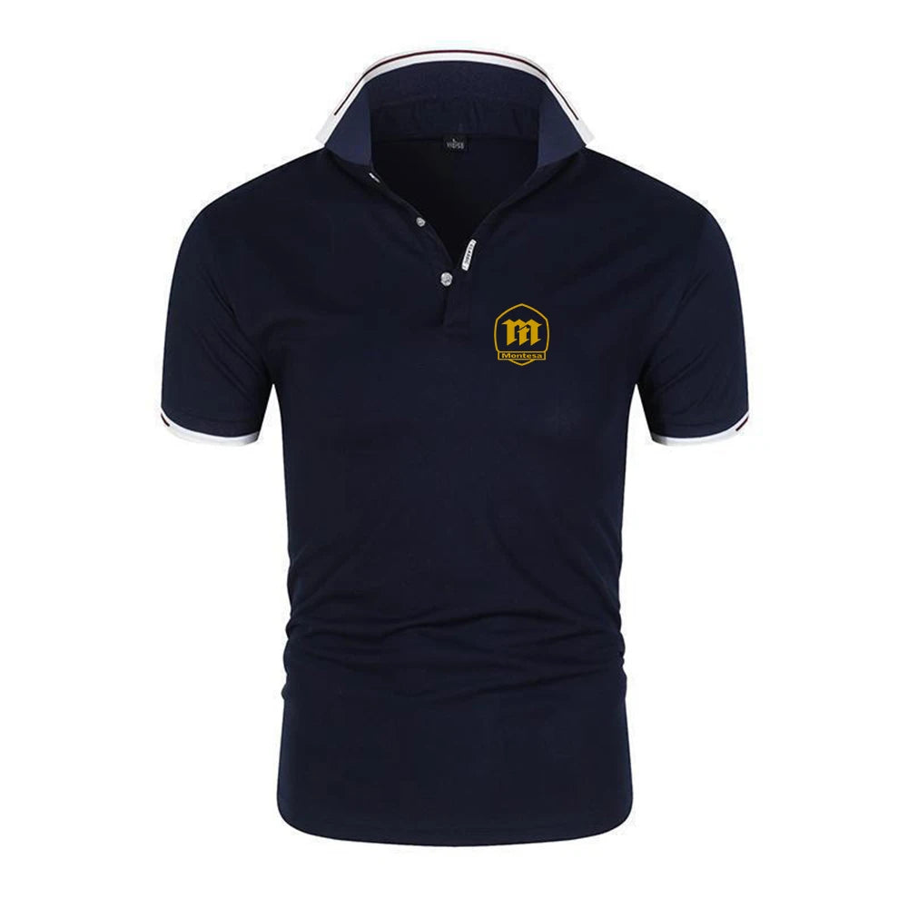 Montesa Espana Motorcycles 2025 Summer New Men's Casual Short Sleeved T-shirt Sports Button Design Lapel Collar Polo Shirt