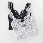 French Embroidery Lace Women's Bra Set Top Sweet Female Wedding White Bralette Vest Sexy Corset Bras Comfortable Intimates