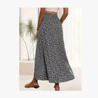 Spring and summer women's fashionable and sexy floral split high waisted elastic printed skirt
