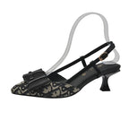 French Style Pointed Toe Backless Heeled Sandals Closed Toe Design Wide Width Plus Size Soft Comfortable High Heel Slip On Shoes