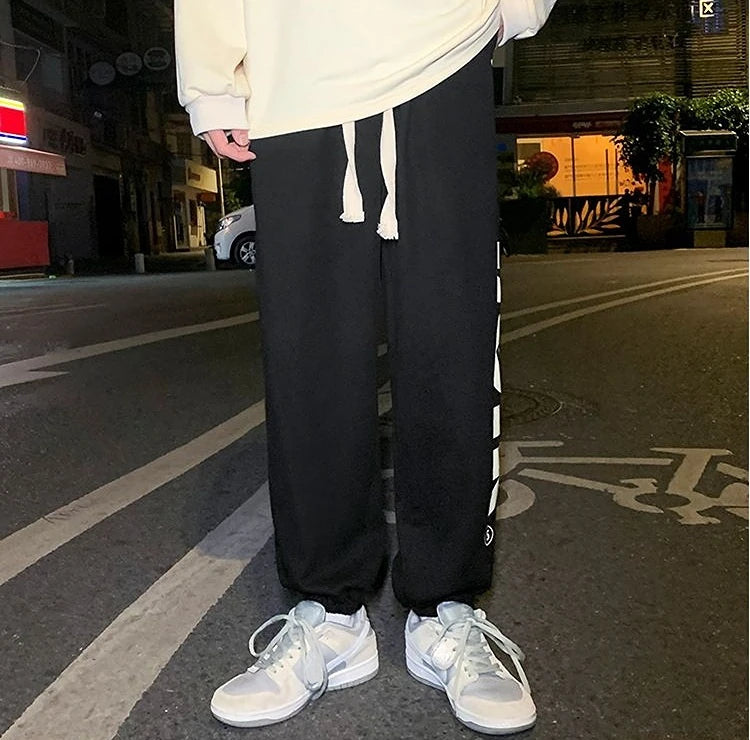 Trousers Hip-hop Wide Leg Sweatpants For Men Summer Stylish Training Cotton Loose Elastic Y2k Casual Baggy Male Sweat Pants L